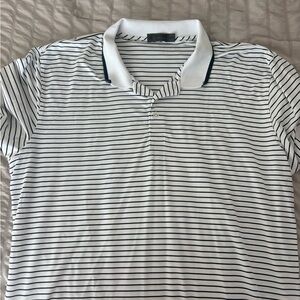 G/FORE White and Black Striped Polo Shirt
